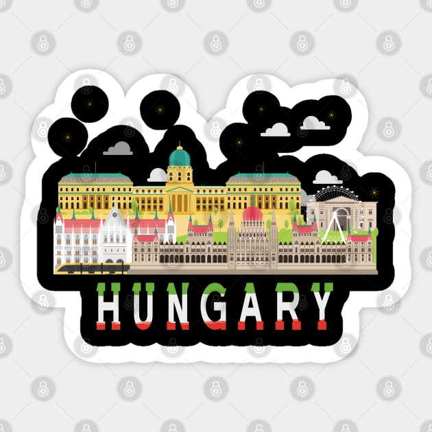 Cool budapest Hungarian Shirt Awesome Men Women Kids Sticker by kaza191